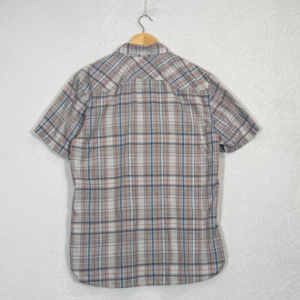 Levi's Grey Plaid Short Sleeve Western Snap Shirt Large